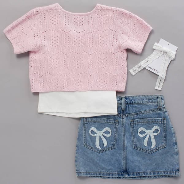 Girls (7-12) Tween Diva 3pc. Short Sleeve Cardigan & Skort Set