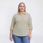 Plus Size Emily Daniels 3/4 Roll Tab Sleeve Pinstripe Button Down - image 1