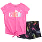 Girls &#40;4-6x&#41; Puma&#40;R&#41; 2pc. Solid Tie Front Tee & Ombre Logo Shorts - image 1