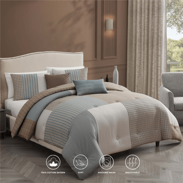 Bebejan® Tranquil Patch Cotton 5pc Reversible Comforter Set