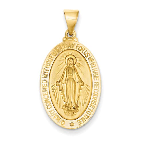Unisex Gold Classics(tm) Yellow Gold Mary Oval Pendant - image 
