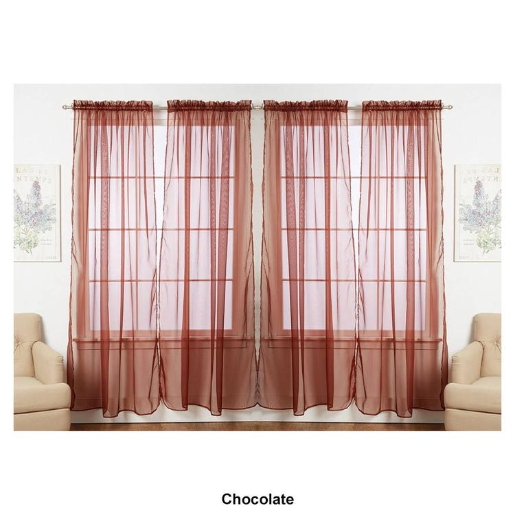 J&V Textiles Sheer Rod Pocket Curtain Panels