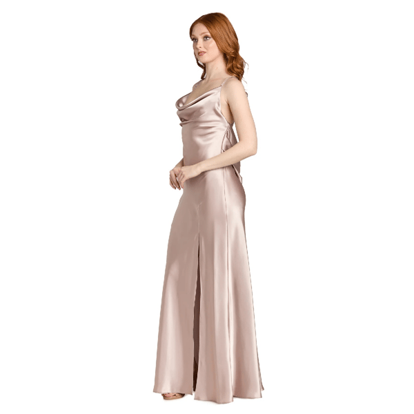 Juniors Morgan & Co. Cowl Drape Silk A-Line Dress