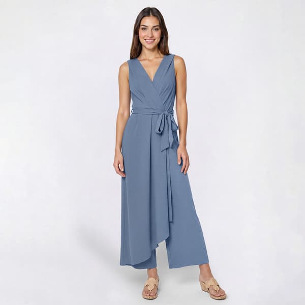Womens Connected Apparel Sleeveless Surplice Drape Wrap Jumpsuit - image 