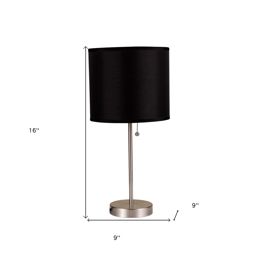 HomeRoots 16in. Silver Candlestick Table Lamp with Drum Shade