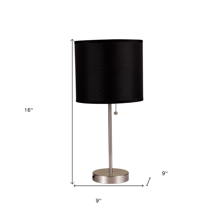 HomeRoots 16in. Silver Candlestick Table Lamp with Drum Shade