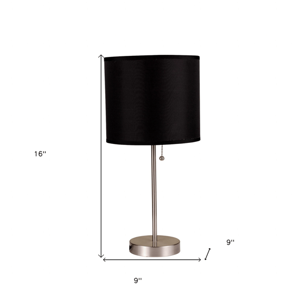 HomeRoots 16in. Silver Candlestick Table Lamp with Drum Shade