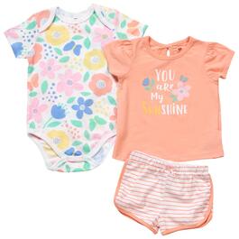 Baby Girl &#40;12-24M&#41; Mini Hop 3pc. Floral Bodysuit & Shorts Set