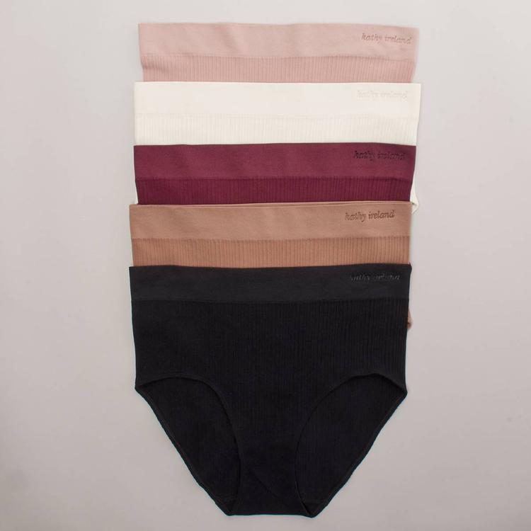 Plus Size Kathy Ireland 5Pk Plus Ribbed Micro Brief