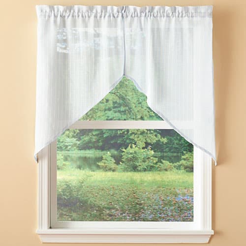 Serene Serene Linen Look Striped Sheer Swag Pair - image 