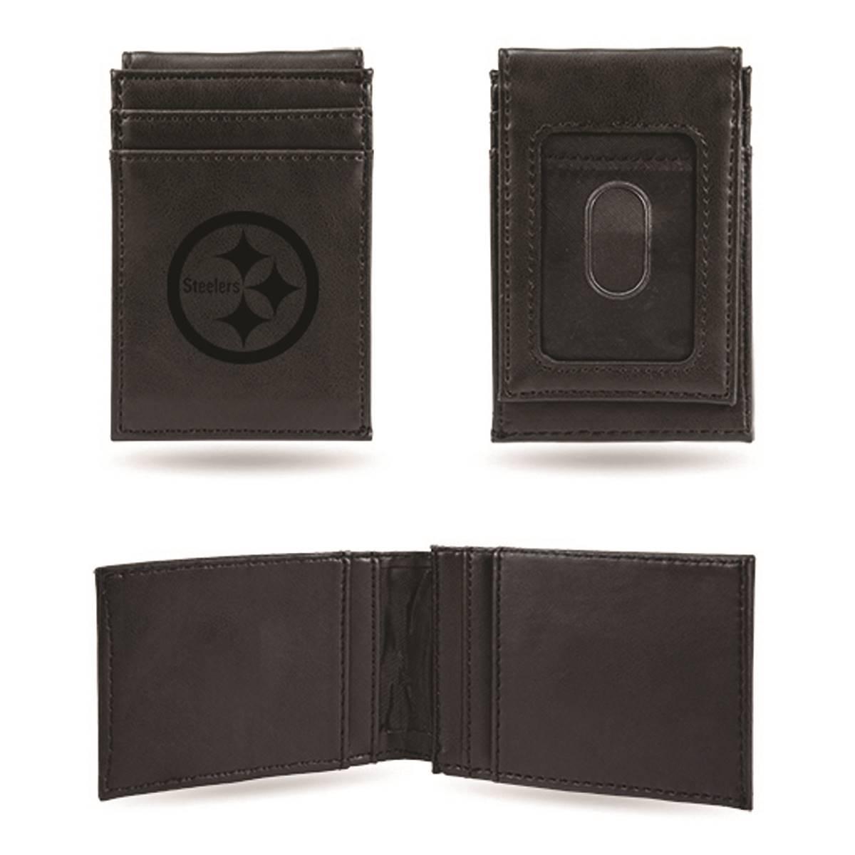 Mens NFL Pittsburgh Steelers Faux Leather Front Pocket Wallet