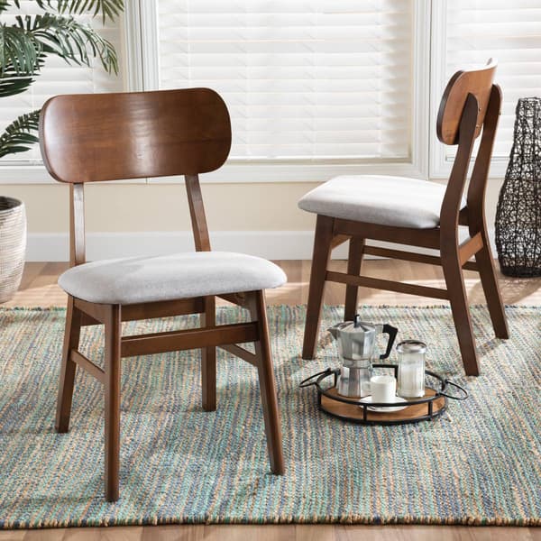 Baxton Studio Euclid Walnut Brown Wood 2pc. Dining Chair Set