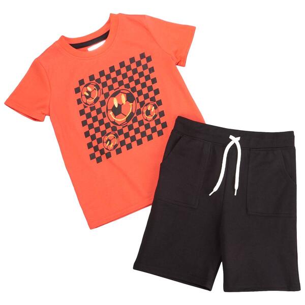 Boys &#40;4-7&#41; Tales & Stories Tee w/ Knit Shorts Set - Red/Black - image 
