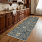 HomeRoots Stain Resistant Blue & Rust Medallion Runner - image 2