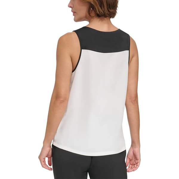 Womens DKNY Sleeveless Color Block Blouse