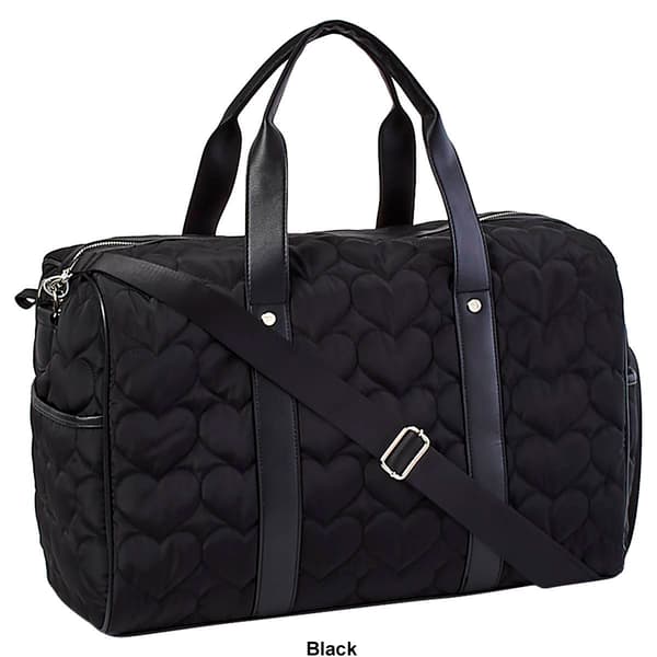 Madden Girl Quilted Hearts Nylon 2 For 1 Weekender Duffle