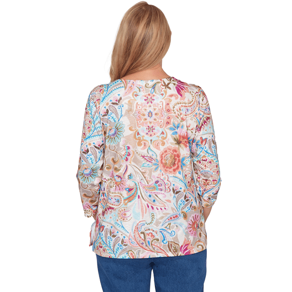 Womens Alfred Dunner Classics 3/4 Sleeve Paisley Floral Blouse
