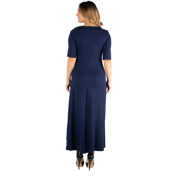Plus Size 24/7 Comfort Apparel 3/4 Sleeves Maxi Dress