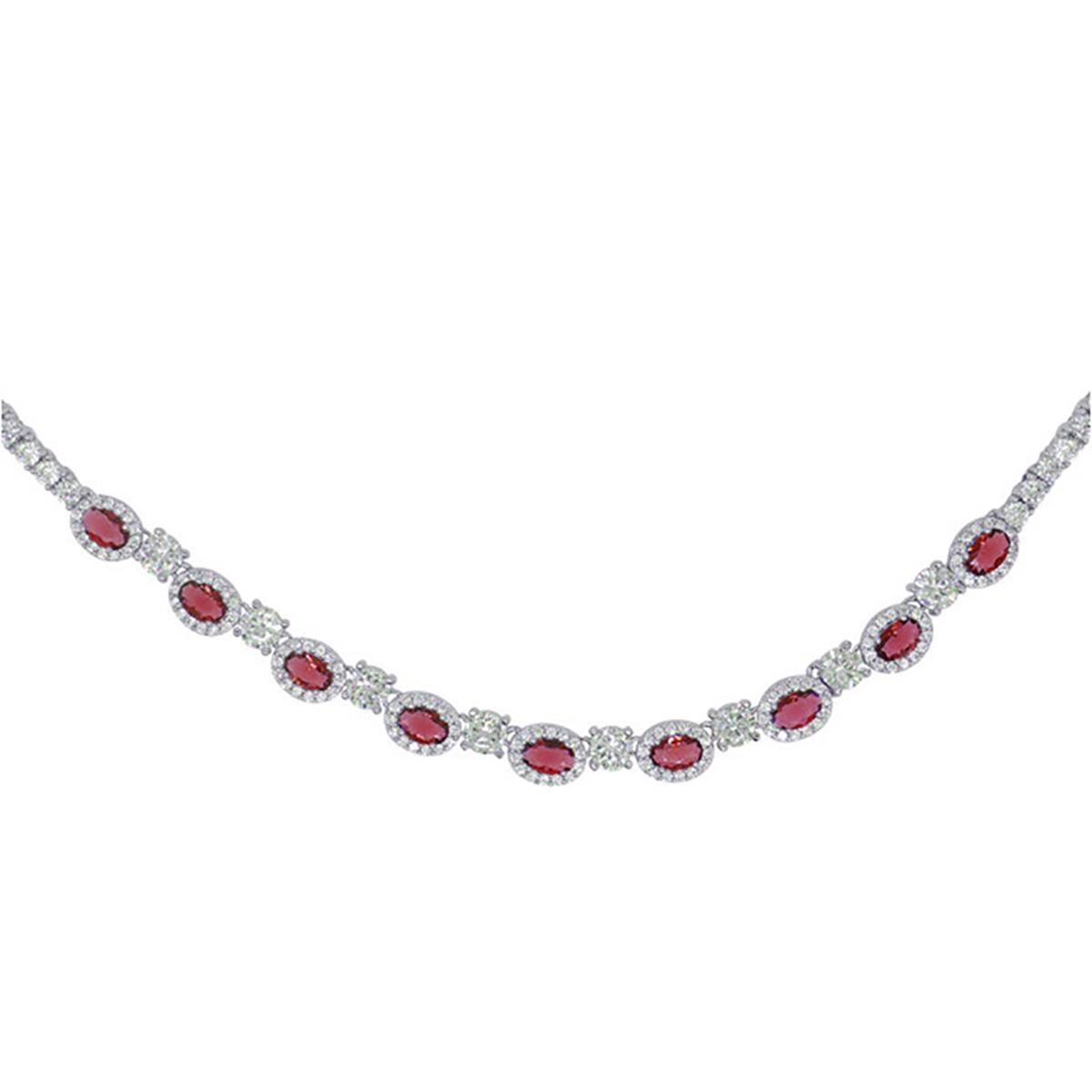 Gianni Argento Ruby CZ Oval Necklace