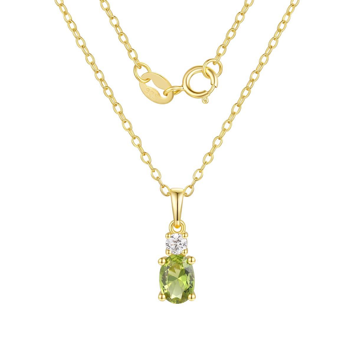 August Birthstone Simulated Peridot & CZ Pendant Necklace,New Products : American Fashion Style Bags On Sale