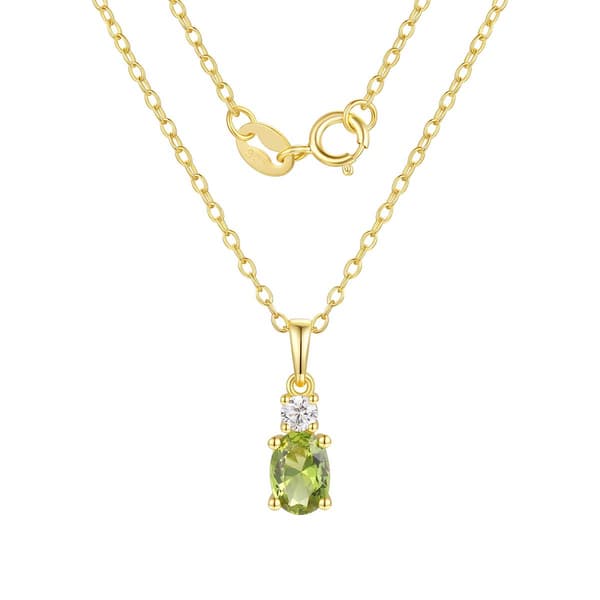 August Birthstone Simulated Peridot & Cubic Zirconia Pendant - image 