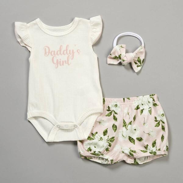 Baby Girl (3-9M) Baby Essentials(R)  3pc. Dad&#39;&#39;s Girl Shorts Set - image 