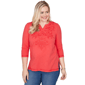 Womens Alfred Dunner Port Side Tonal Embroidered Split Neck Top - image 1