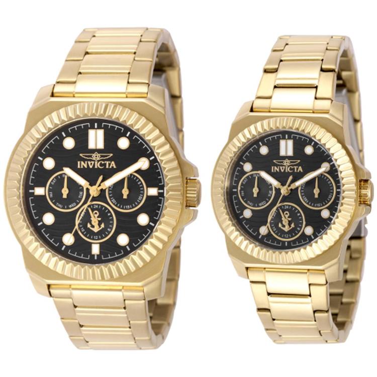 Womens Invicta Ocean Voyage Gold/Black Dial Quartz Watch - 49261