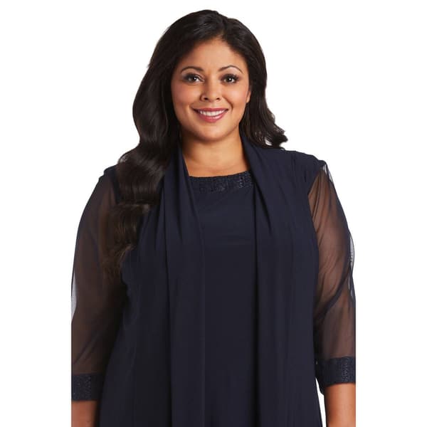 Plus Size R&M Richards Embellished Sheer Jacket Shift Dress - Boscov's