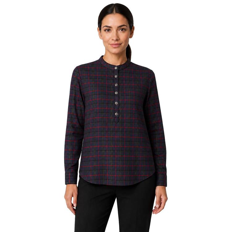 Womens Zac & Rachel Long Sleeve 1/2 Button Down Plaid Blouse