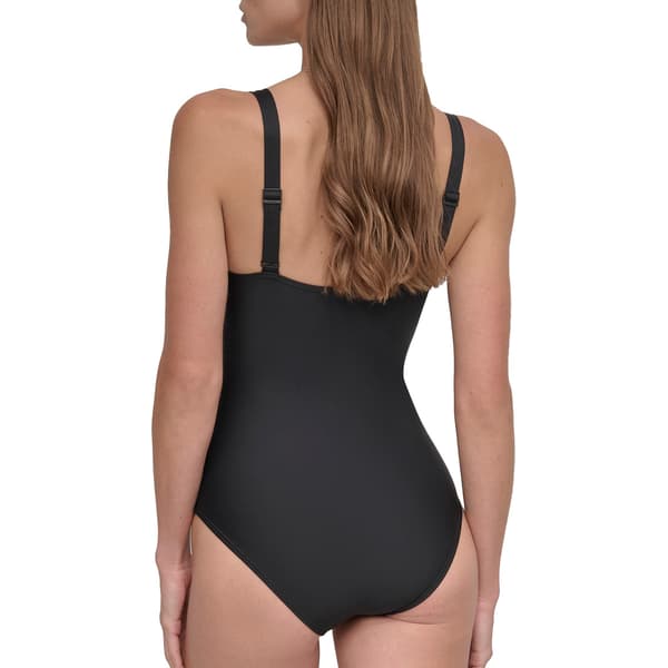 Womens DKNY StarBurst Solid One Piece Swimsuit