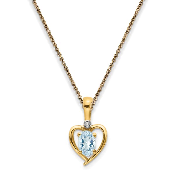 14kt. Aquamarine Diamond Pendant Necklace - image 