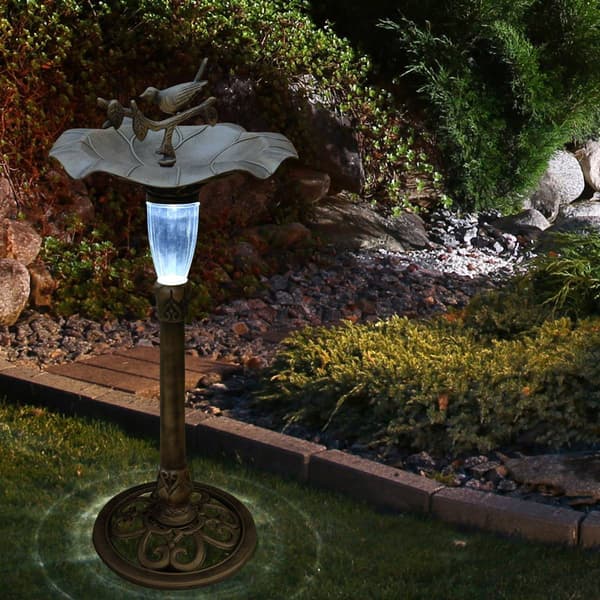 Alpine Solar LED Gold Birdbath