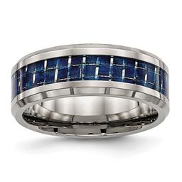 Mens Endless Affection(tm) Polished Blue Carbon Fiber Inlay Band