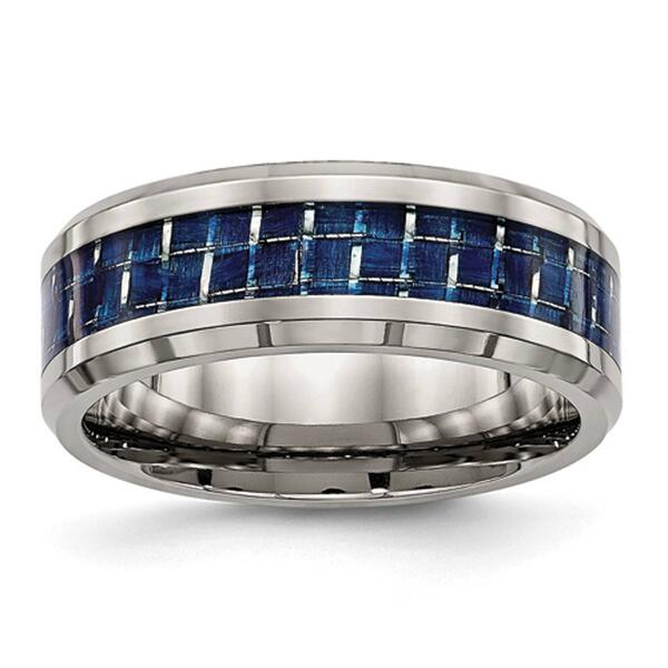 Mens Endless Affection&#40;tm&#41; Polished Blue Carbon Fiber Inlay Band - image 