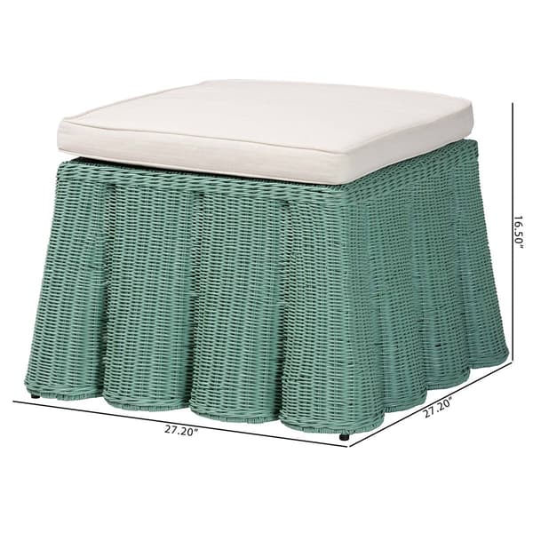 bali & pari Palm Bohemian Scallop Rattan Ottoman
