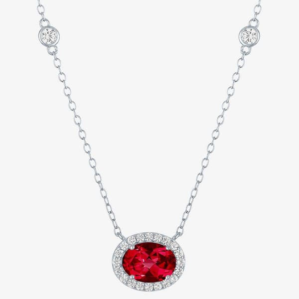 Nova Star(R) Lab Created Ruby & Lab Grown White Sapphire Necklace - image 