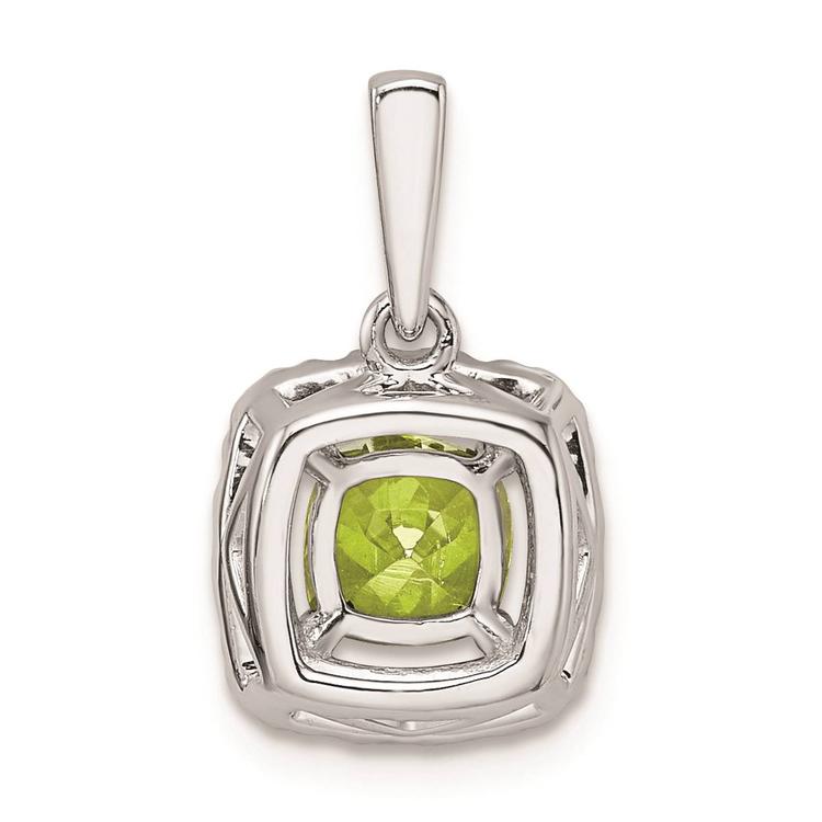 Pure Fire 14kt. White Gold Lab Peridot Halo Pendant