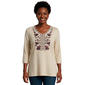 Womens Hasting & Smith 3/4 Sleeve V Neck Floral Embroidery Tee - image 1