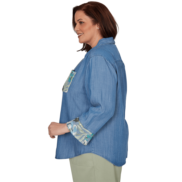 Plus Size Alfred Dunner Indigo Girls Button Front Denim Blouse