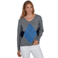 Petite Hearts of Palm Autumn Breeze V Neck Argyle Sweater - image 1