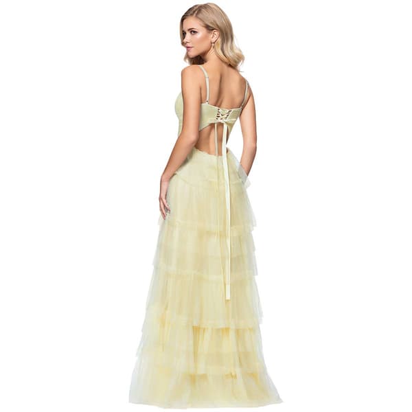 Juniors Blondie Nites Tiered Mesh Key Hole A-Line Dress