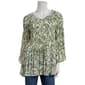 Womens Floral & Ivy 3/4 Sleeve V-Neck Paisley Floral Pleat Top - image 2
