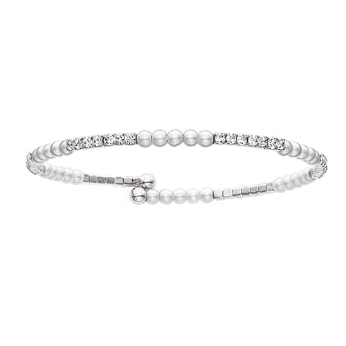 Rhodium Plated Simulated White Pearl & Crystal Bracelet - image 