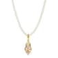 1928 Gold Tone Porcelain Rose Pearl Beaded Necklace - image 1