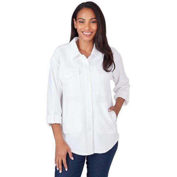 Womens Ruby Rd. Blue Horizon Roll Sleeve Shirt Style Jacket - image 