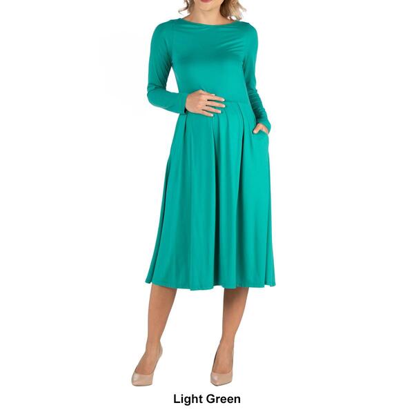 Plus Size 24/7 Comfort Apparel Fit & Flare Maternity Midi Dress