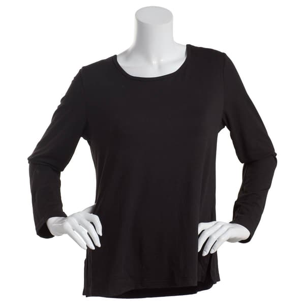 Womens Runway Ready Long Sleeve Solid Milky Crew Neck Top - image 