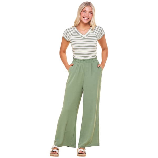 Juniors Derek Heart V-Neck Wide Leg Belted Jumpsuit - image 