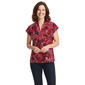 Womens Kasper Cap Sleeve Dot Pleated V-Neck Blouse - image 1